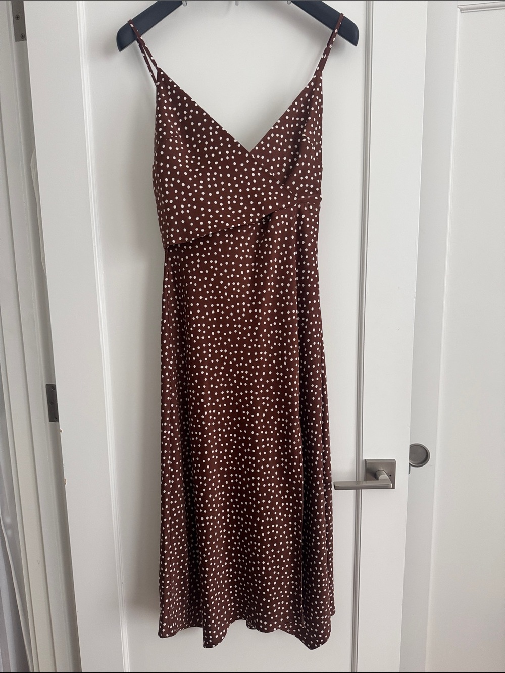Urban Outfitters Brown Polka Dot Slip Dress w/slit S-P
